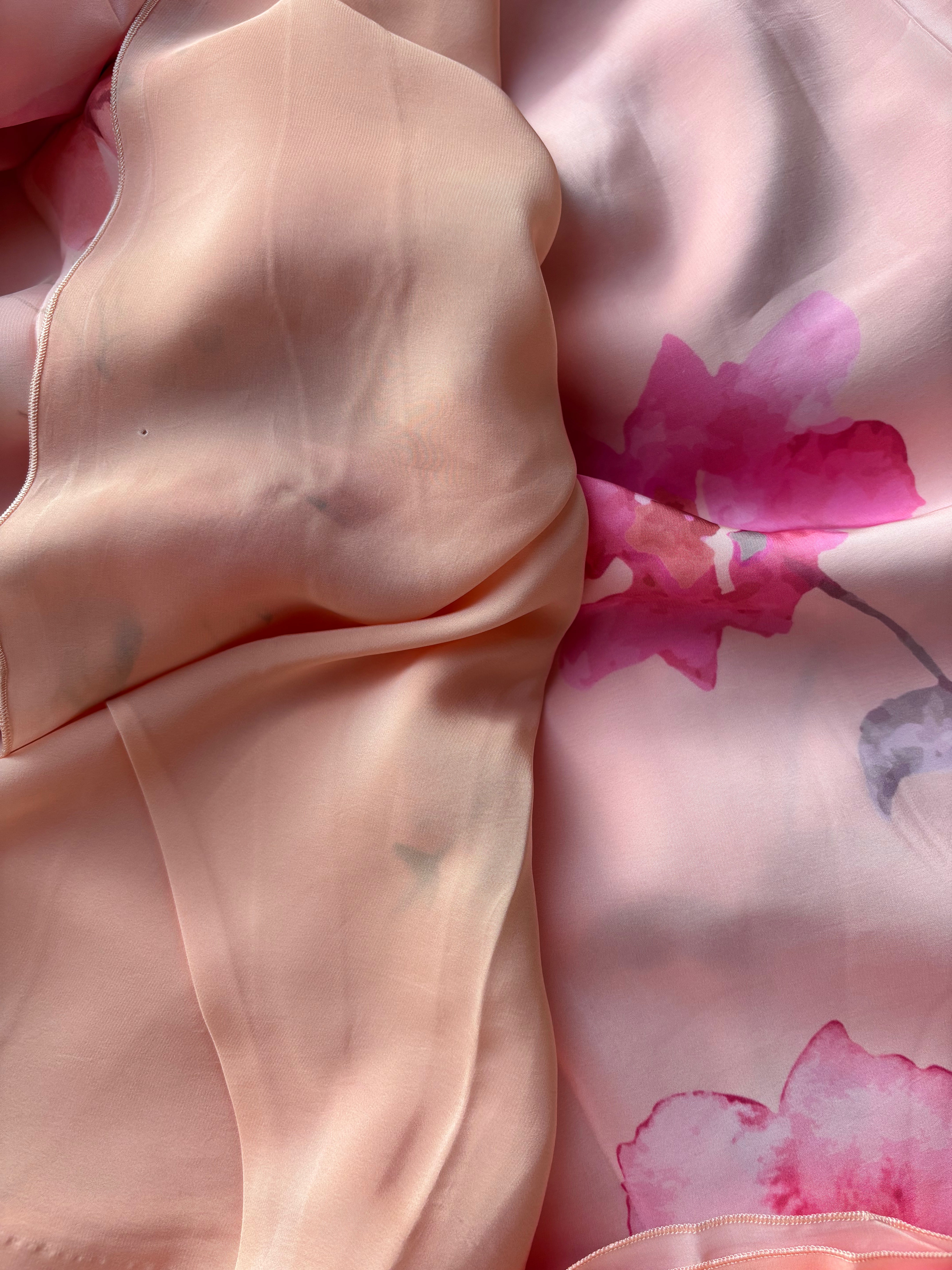 Peach Floral Crape Saree